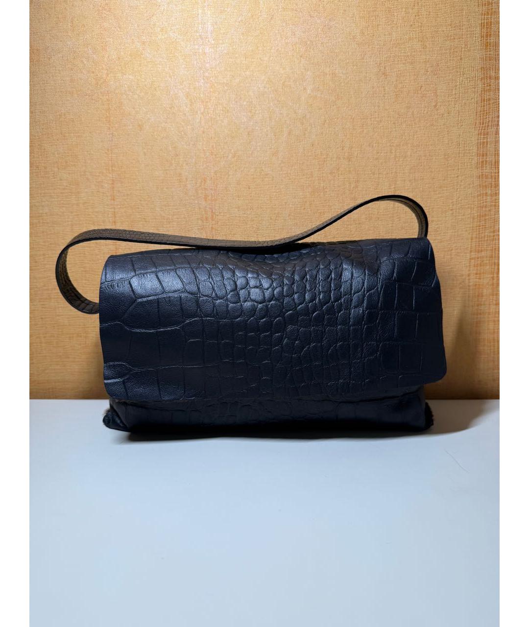 UNGARO Черная кожаная сумка с короткими ручками, фото 6