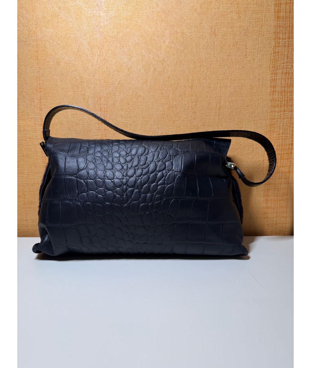 UNGARO Черная кожаная сумка с короткими ручками, фото 2