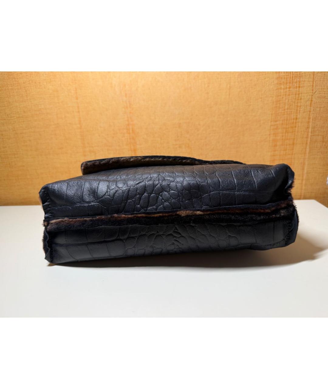 UNGARO Черная кожаная сумка с короткими ручками, фото 4