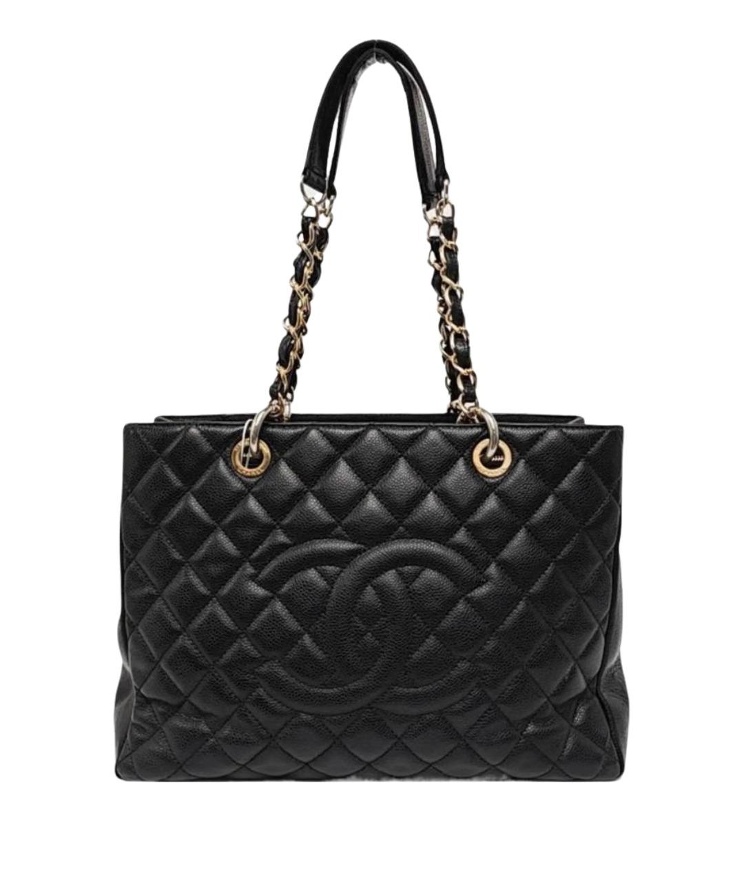 CHANEL Черная кожаная сумка тоут, фото 10