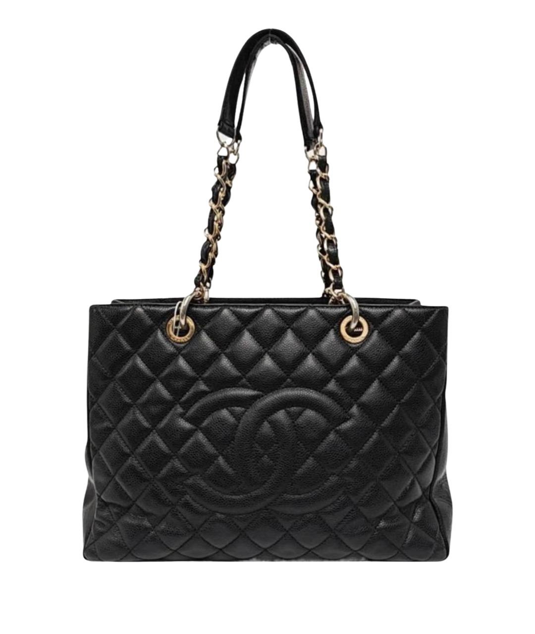 CHANEL Черная кожаная сумка тоут, фото 1