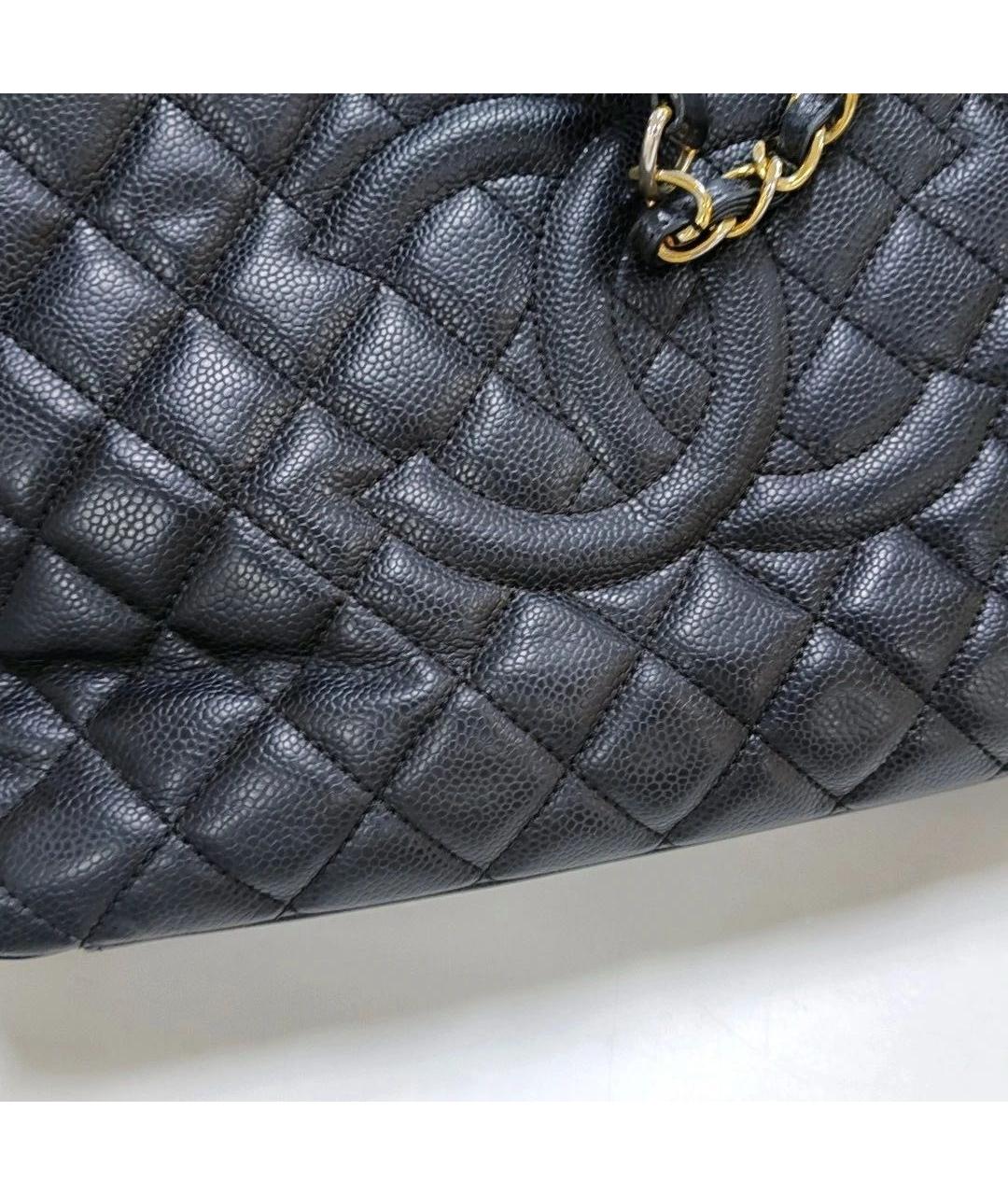 CHANEL Черная кожаная сумка тоут, фото 7