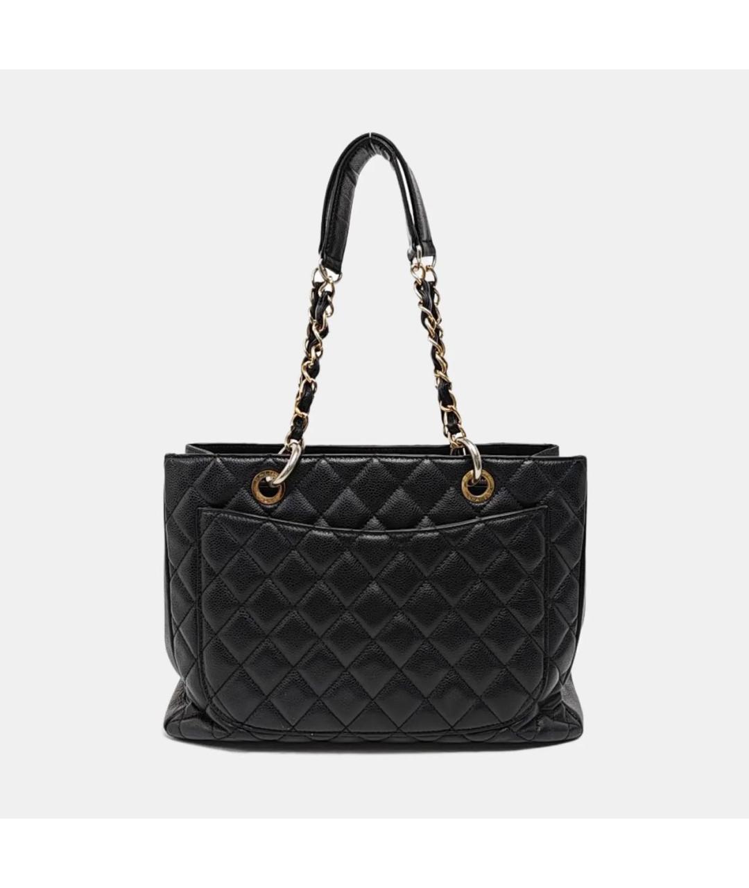 CHANEL Черная кожаная сумка тоут, фото 4