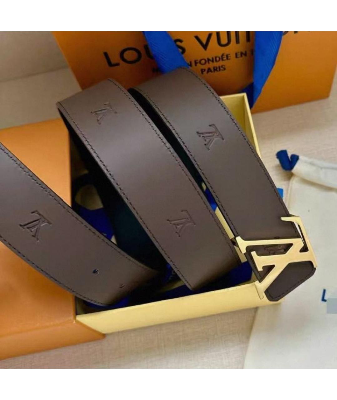 LOUIS VUITTON Коричневый кожаный ремень, фото 4