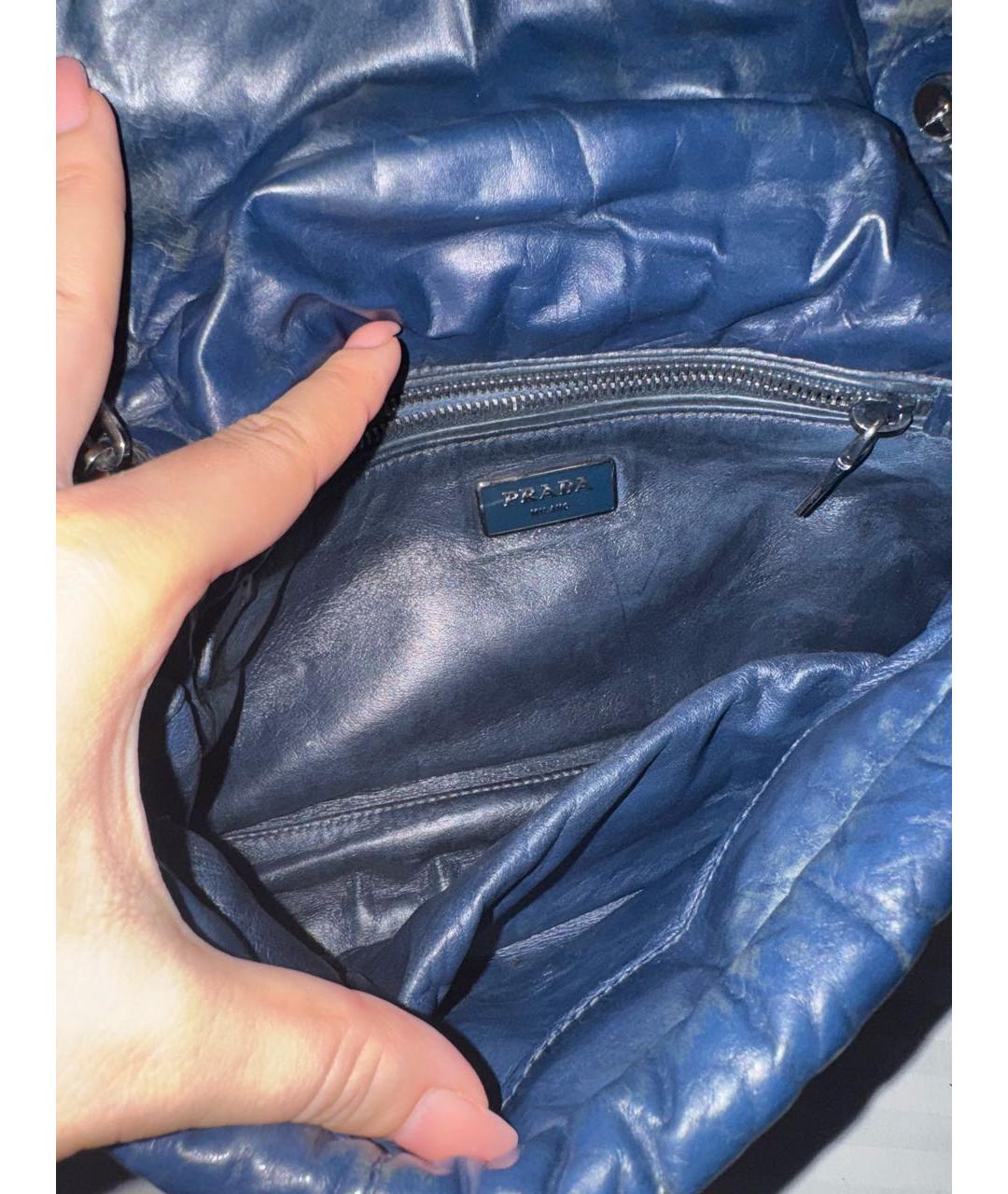 PRADA Темно-синяя кожаная сумка через плечо, фото 3
