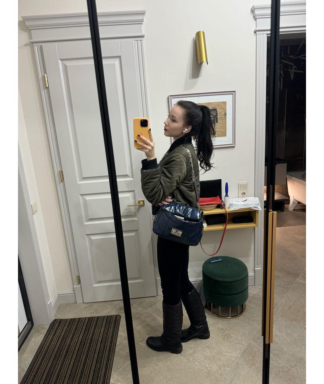 PRADA Темно-синяя кожаная сумка через плечо, фото 4