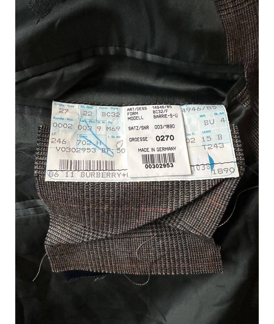 BURBERRY Серый шерстяной пиджак, фото 3