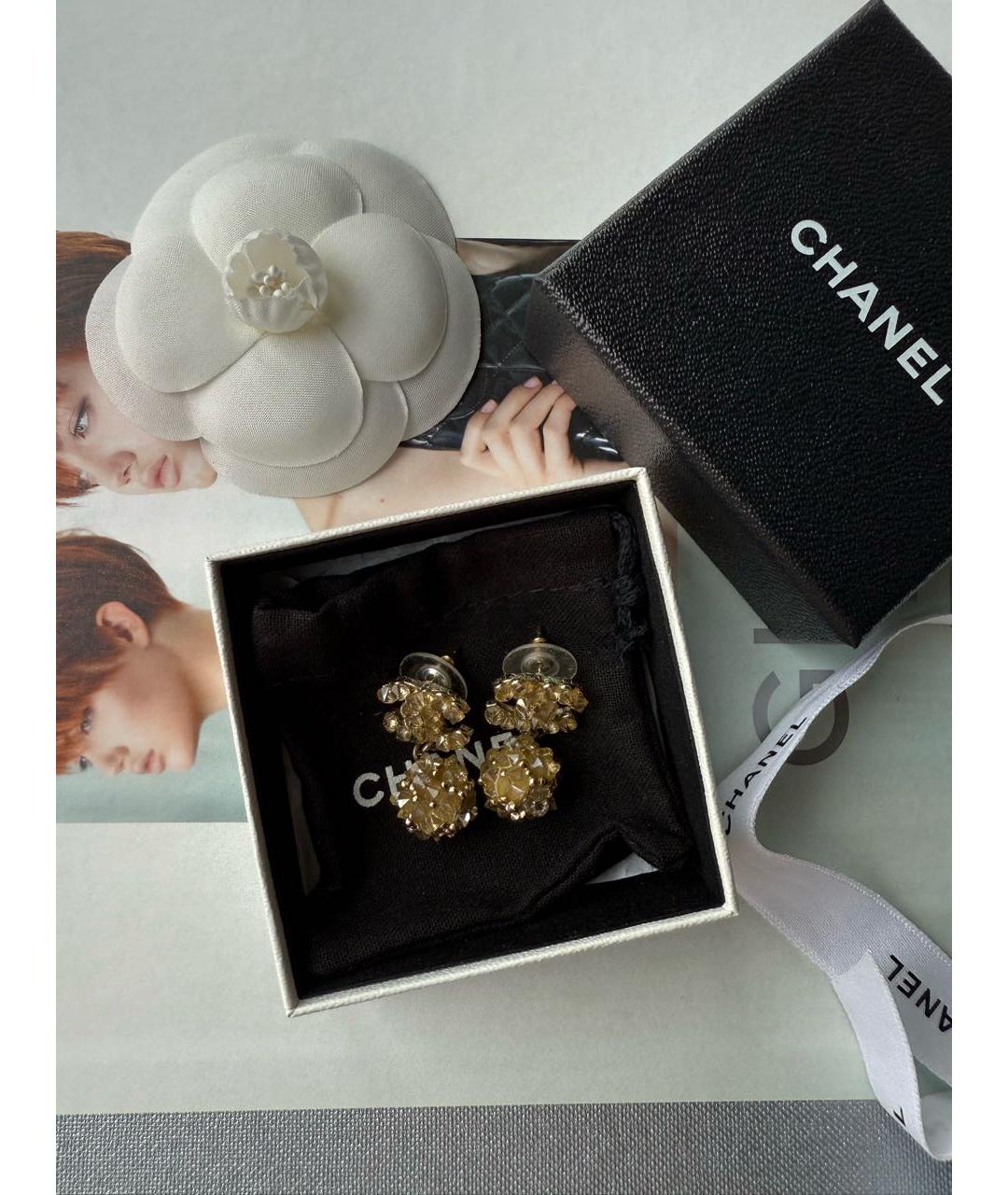 CHANEL Золотые металлические серьги, фото 3
