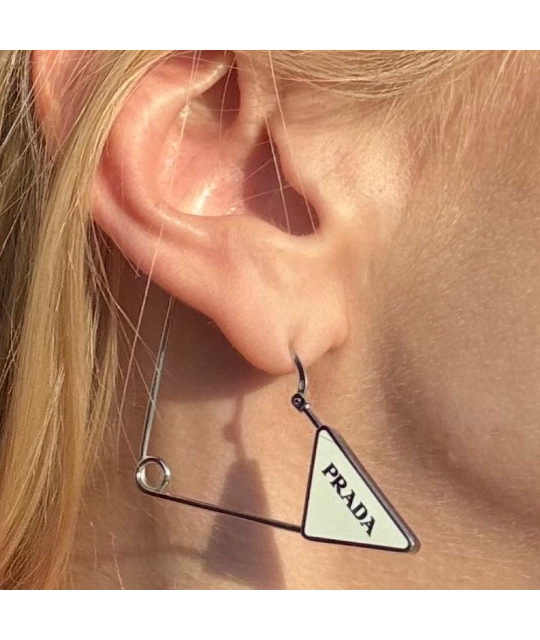 PRADA Белые серебряные серьги, фото 4