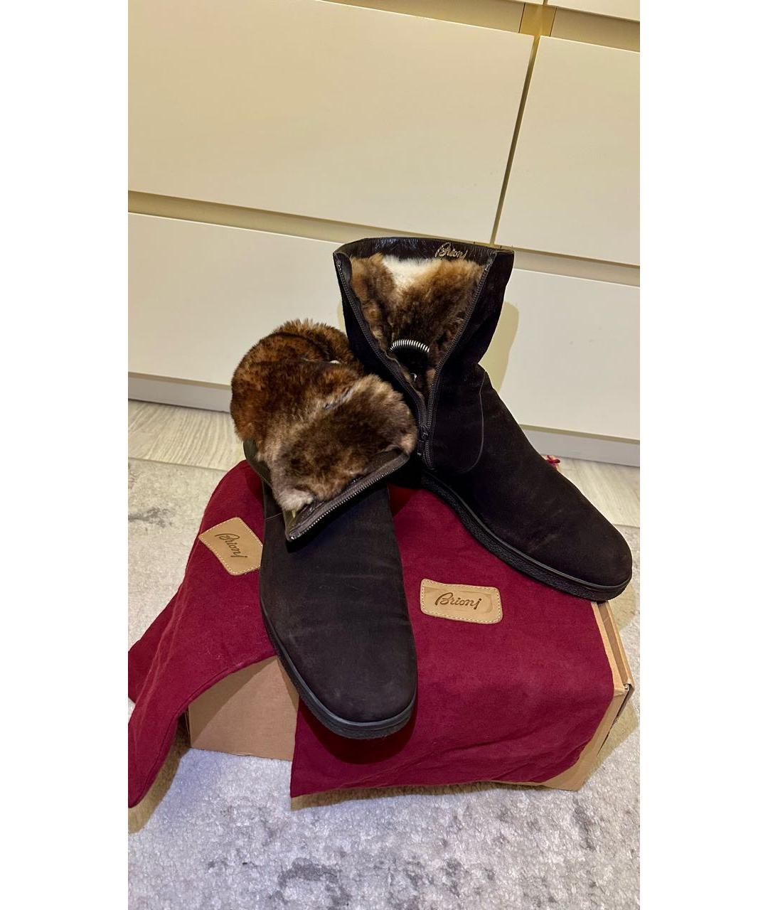 BRIONI Коричневые замшевые высокие ботинки, фото 2