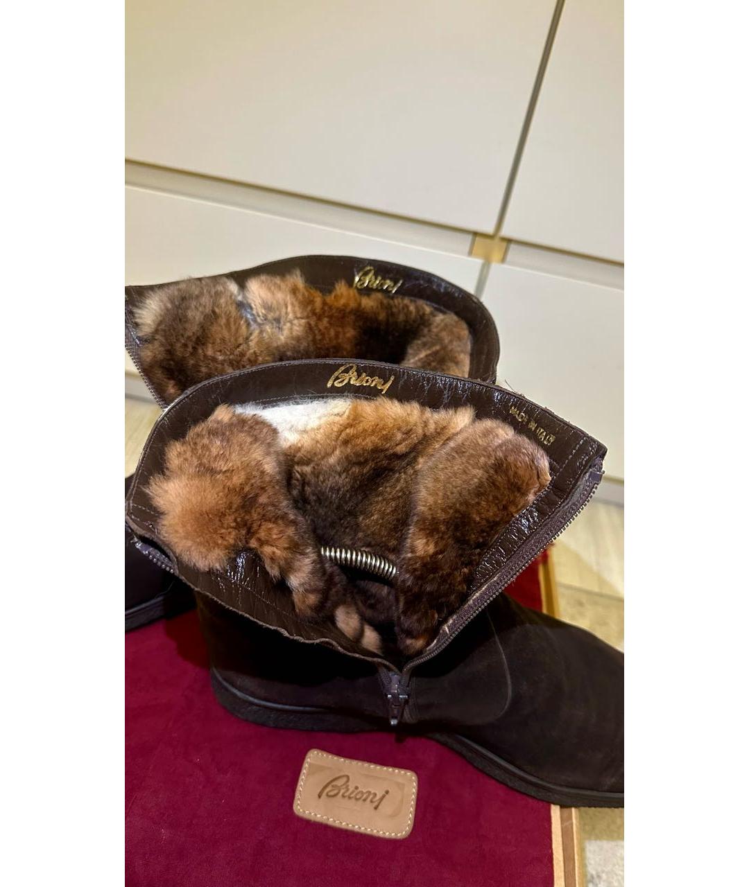BRIONI Коричневые замшевые высокие ботинки, фото 3