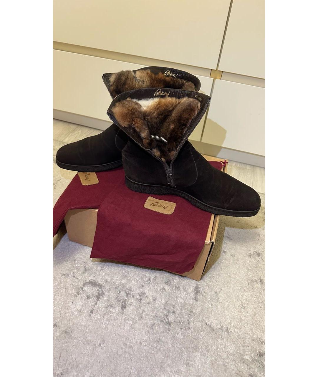 BRIONI Коричневые замшевые высокие ботинки, фото 5