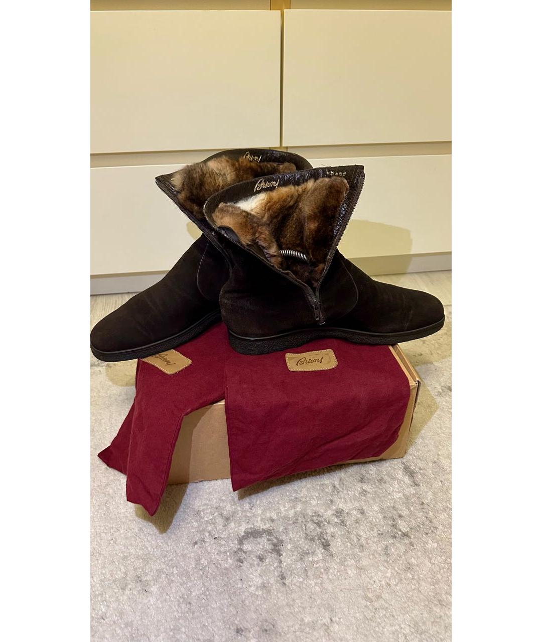 BRIONI Коричневые замшевые высокие ботинки, фото 7