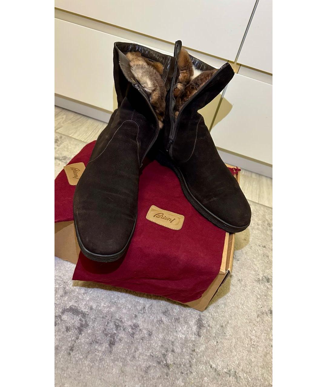 BRIONI Коричневые замшевые высокие ботинки, фото 4