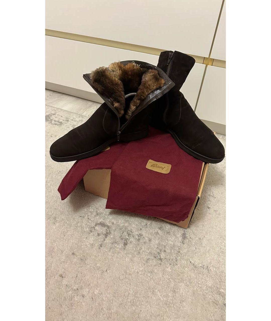 BRIONI Коричневые замшевые высокие ботинки, фото 6