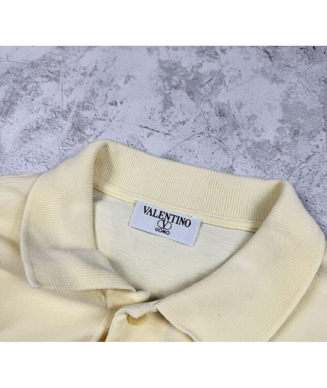 VALENTINO Желтое хлопковое поло с коротким рукавом, фото 3
