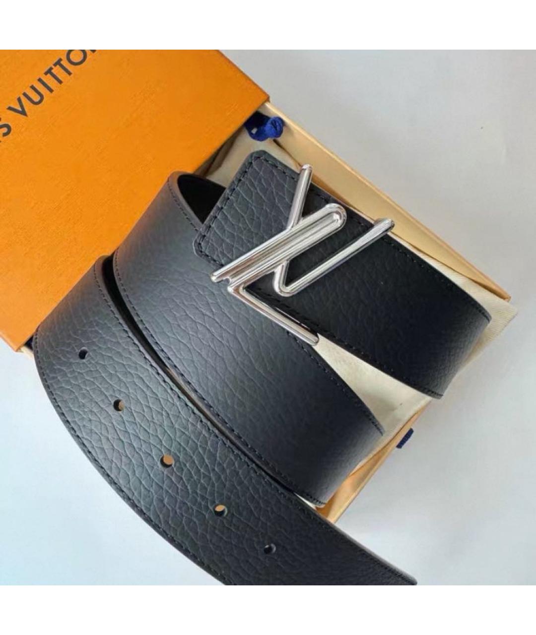 LOUIS VUITTON Черный кожаный ремень, фото 4