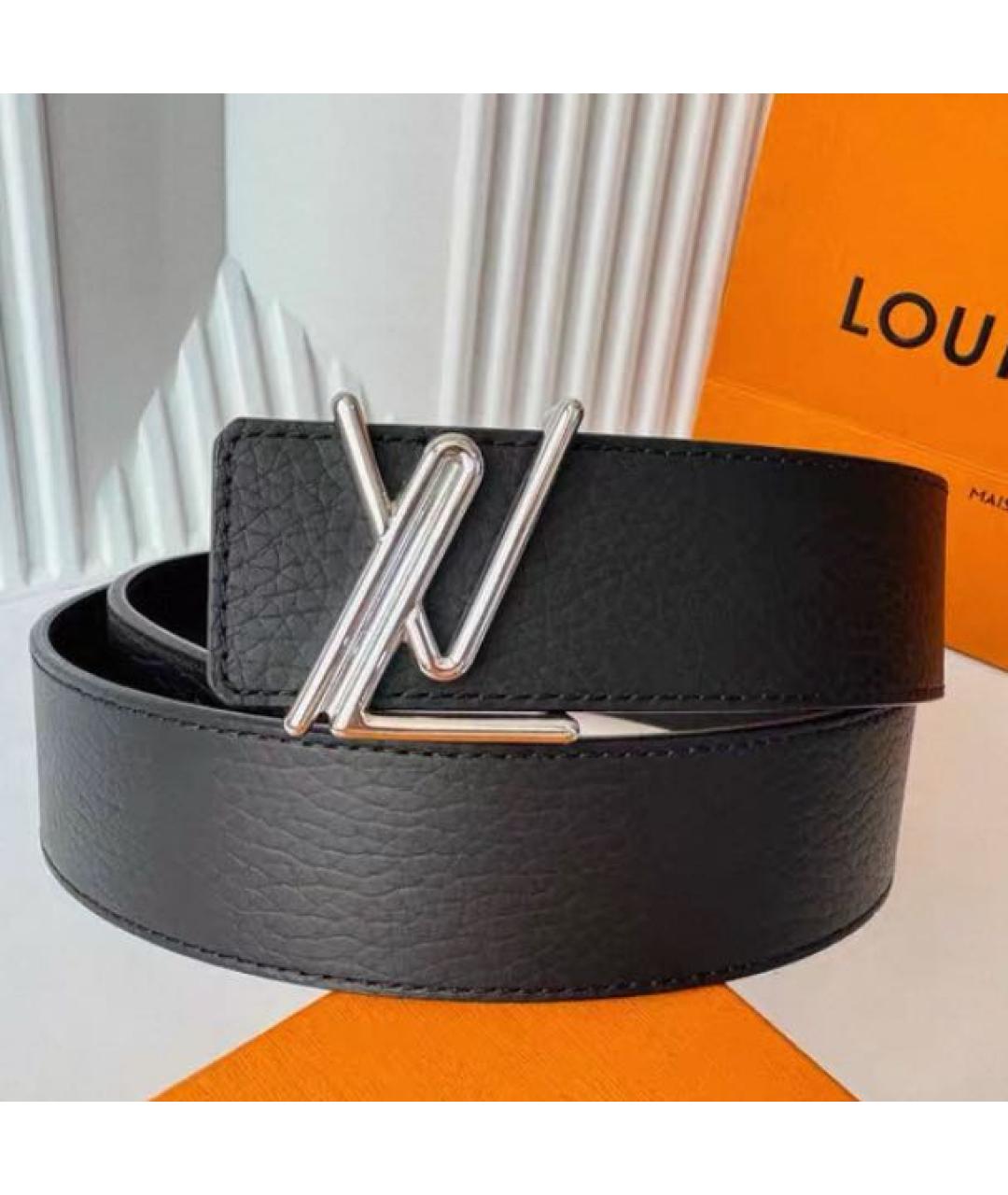 LOUIS VUITTON Черный кожаный ремень, фото 2