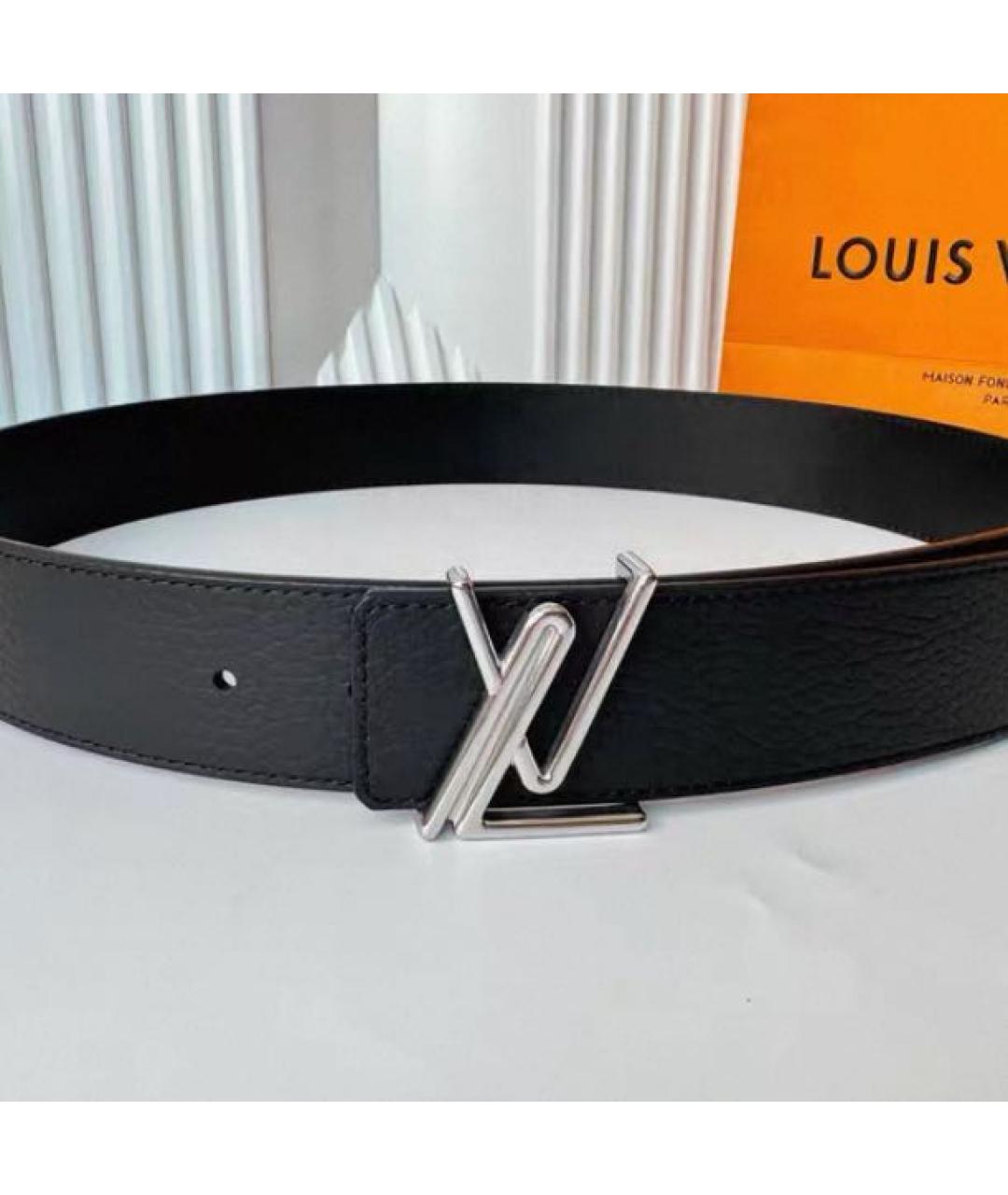 LOUIS VUITTON Черный кожаный ремень, фото 3