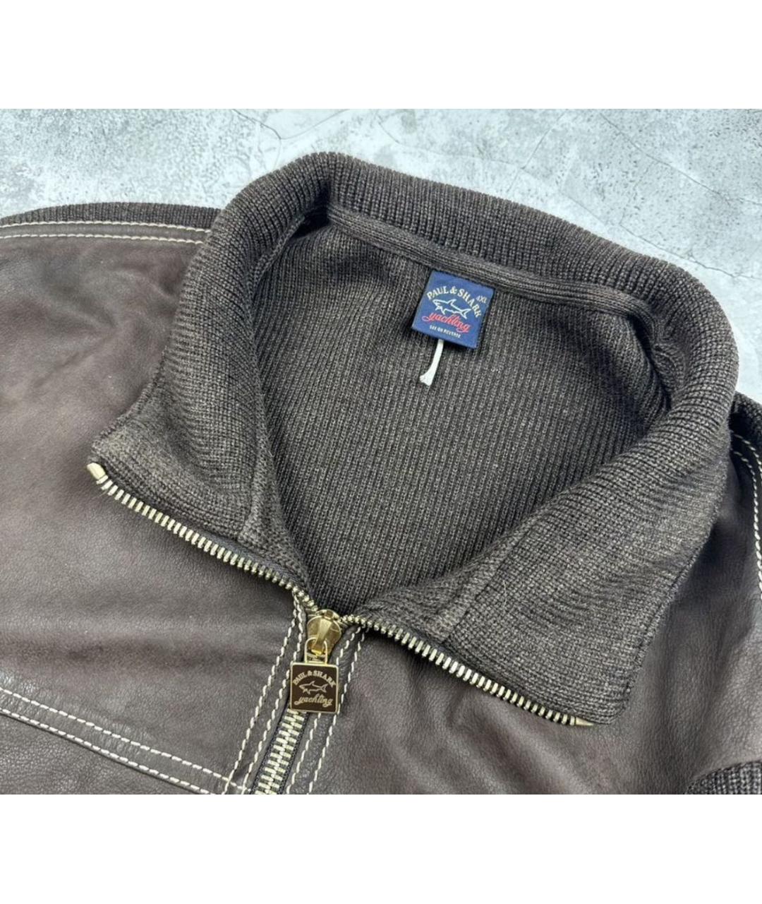 PAUL & SHARK Коричневая кожаная куртка, фото 5