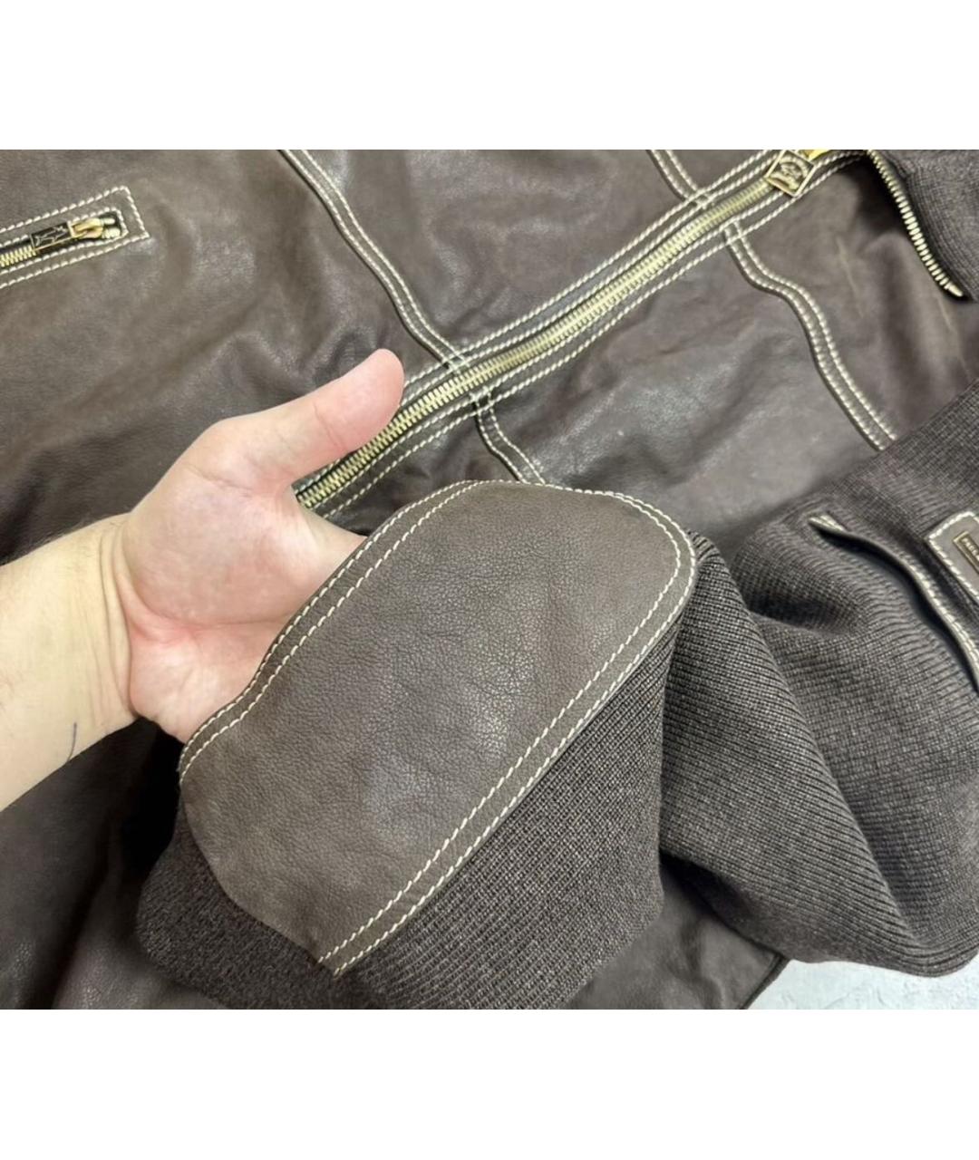 PAUL & SHARK Коричневая кожаная куртка, фото 4