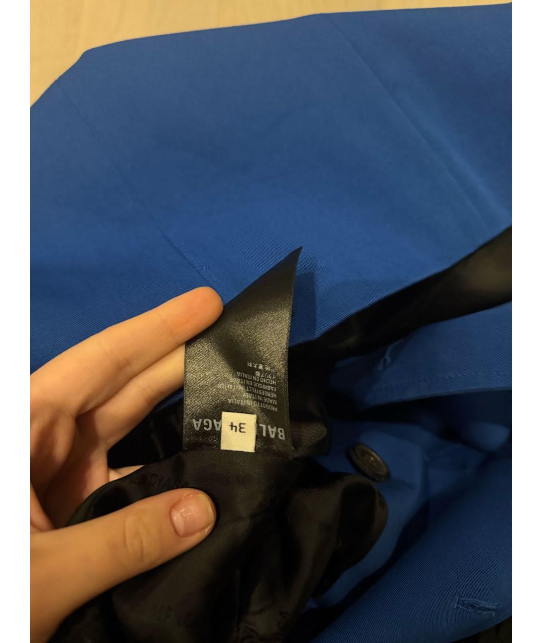 BALENCIAGA Синий хлопковый жакет/пиджак, фото 4