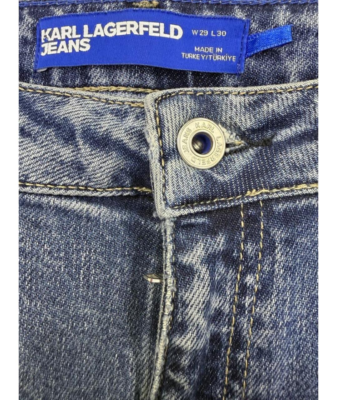 KARL LAGERFELD Синие хлопковые прямые джинсы, фото 3