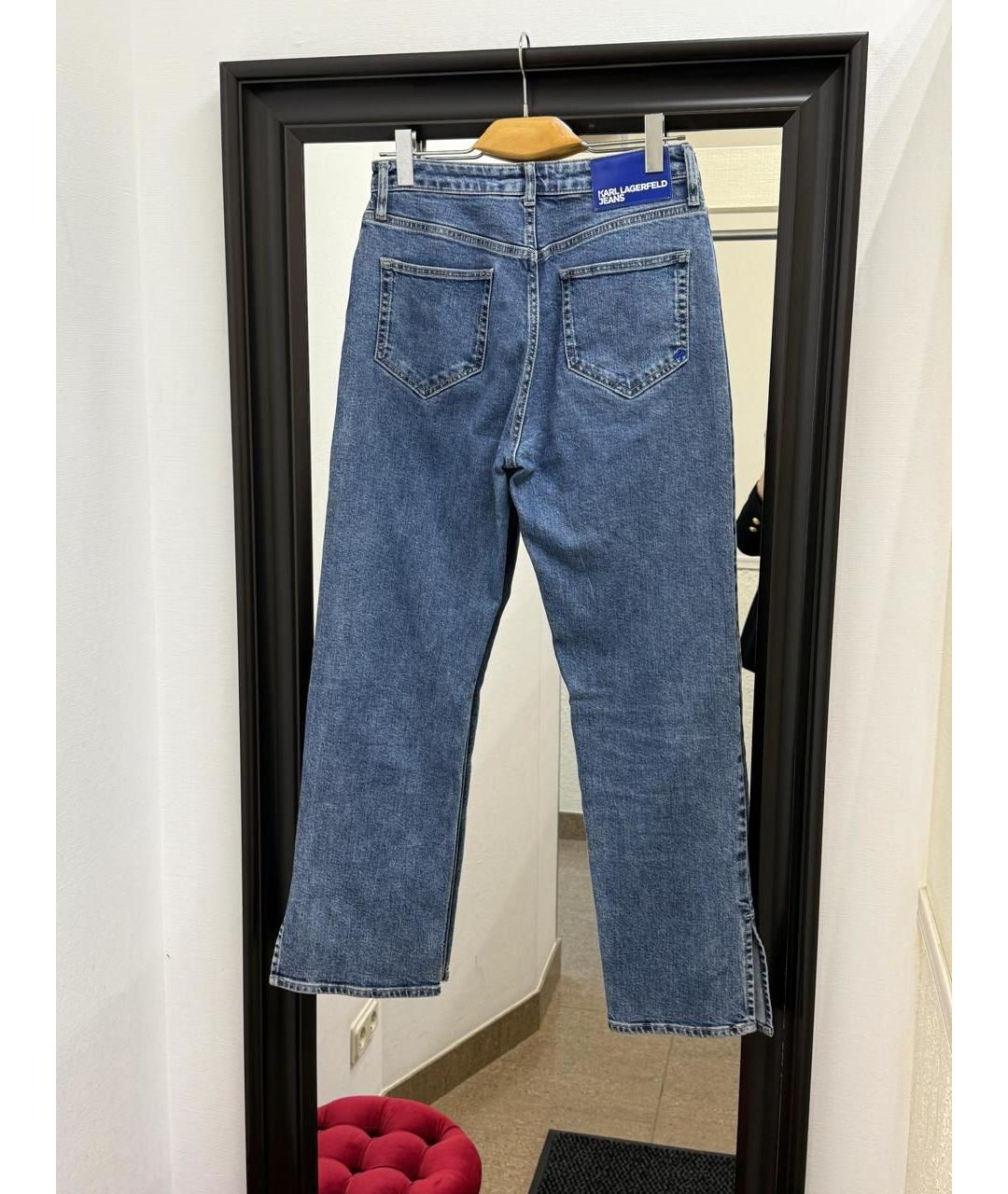 KARL LAGERFELD Синие хлопковые прямые джинсы, фото 2
