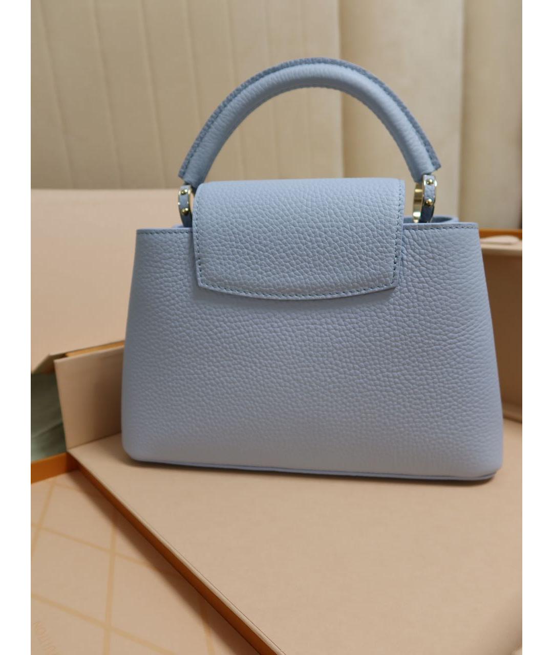 LOUIS VUITTON Голубая кожаная сумка с короткими ручками, фото 3