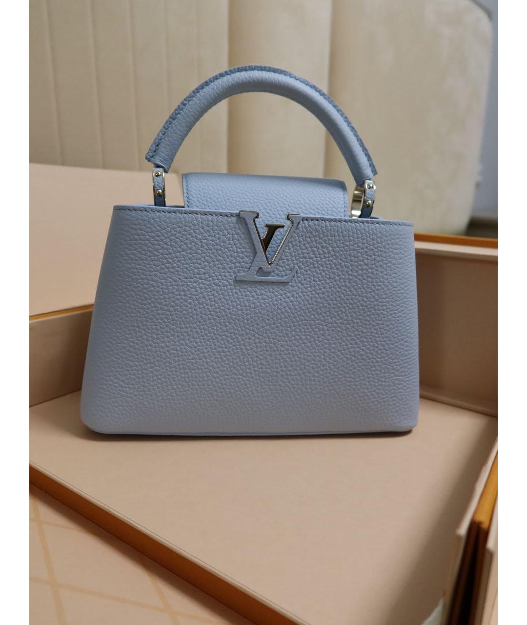 LOUIS VUITTON Голубая кожаная сумка с короткими ручками, фото 9