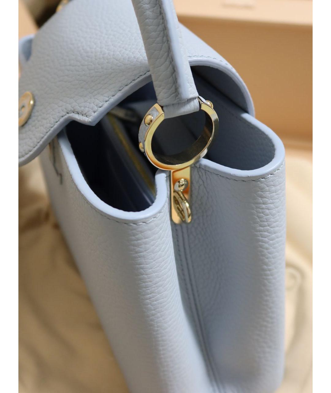 LOUIS VUITTON Голубая кожаная сумка с короткими ручками, фото 5