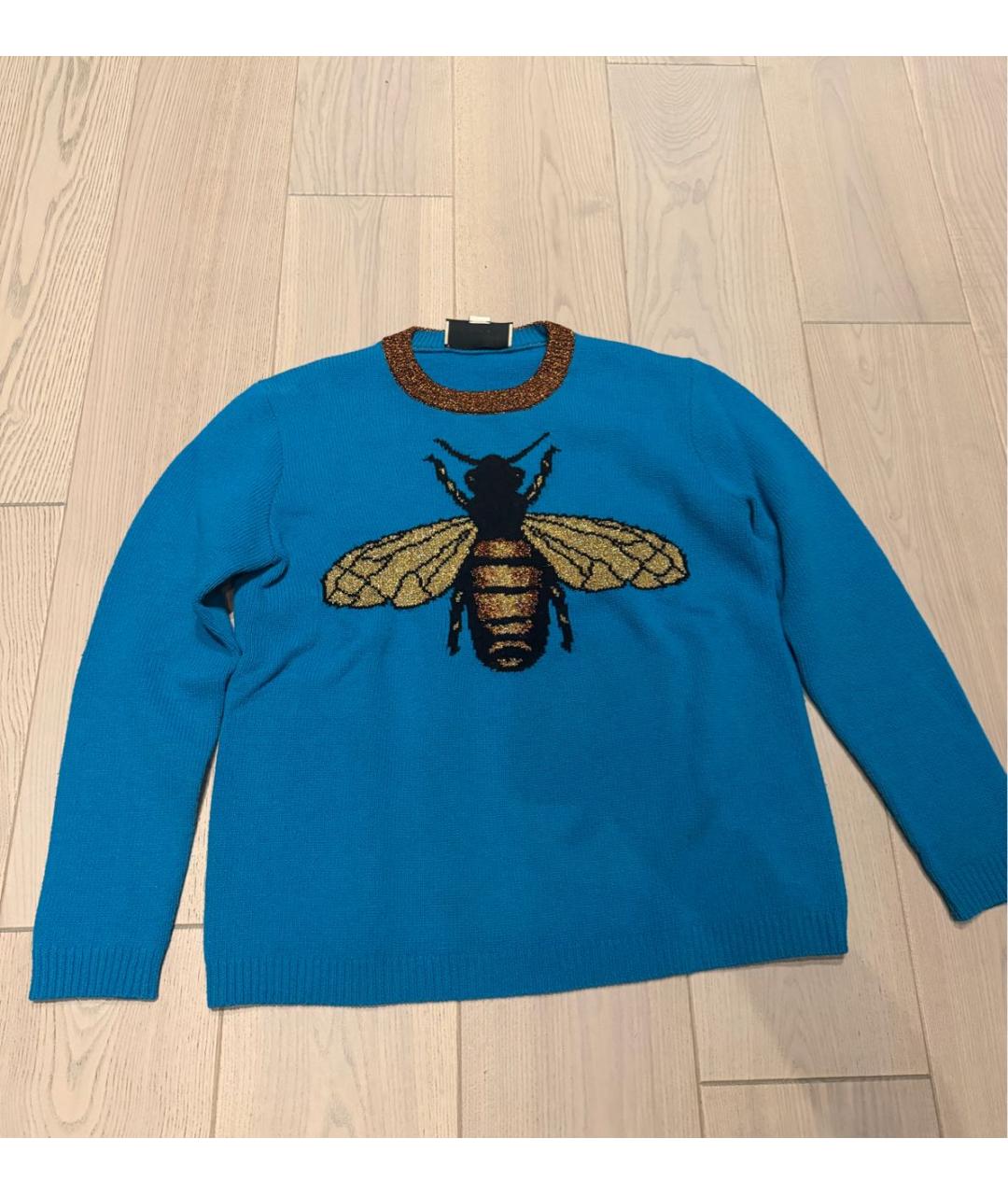 GUCCI Синий шерстяной джемпер / свитер, фото 5