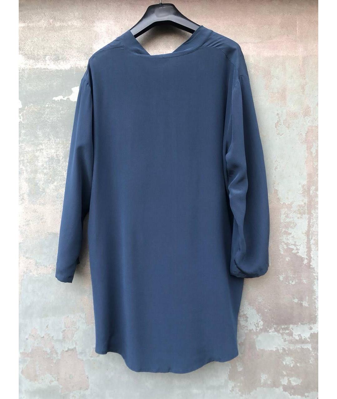 P.A.R.O.S.H. Темно-синяя шелковая блузы, фото 7