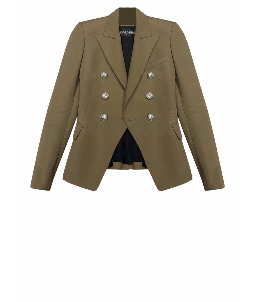 BALMAIN Хаки хлопковый жакет/пиджак, фото 1