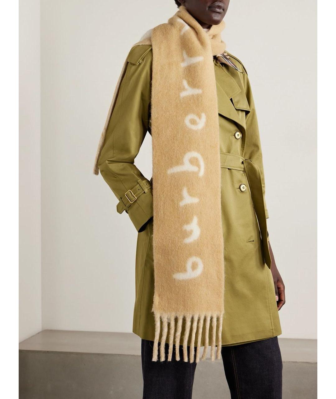 BURBERRY Бежевый шерстяной шарф, фото 4