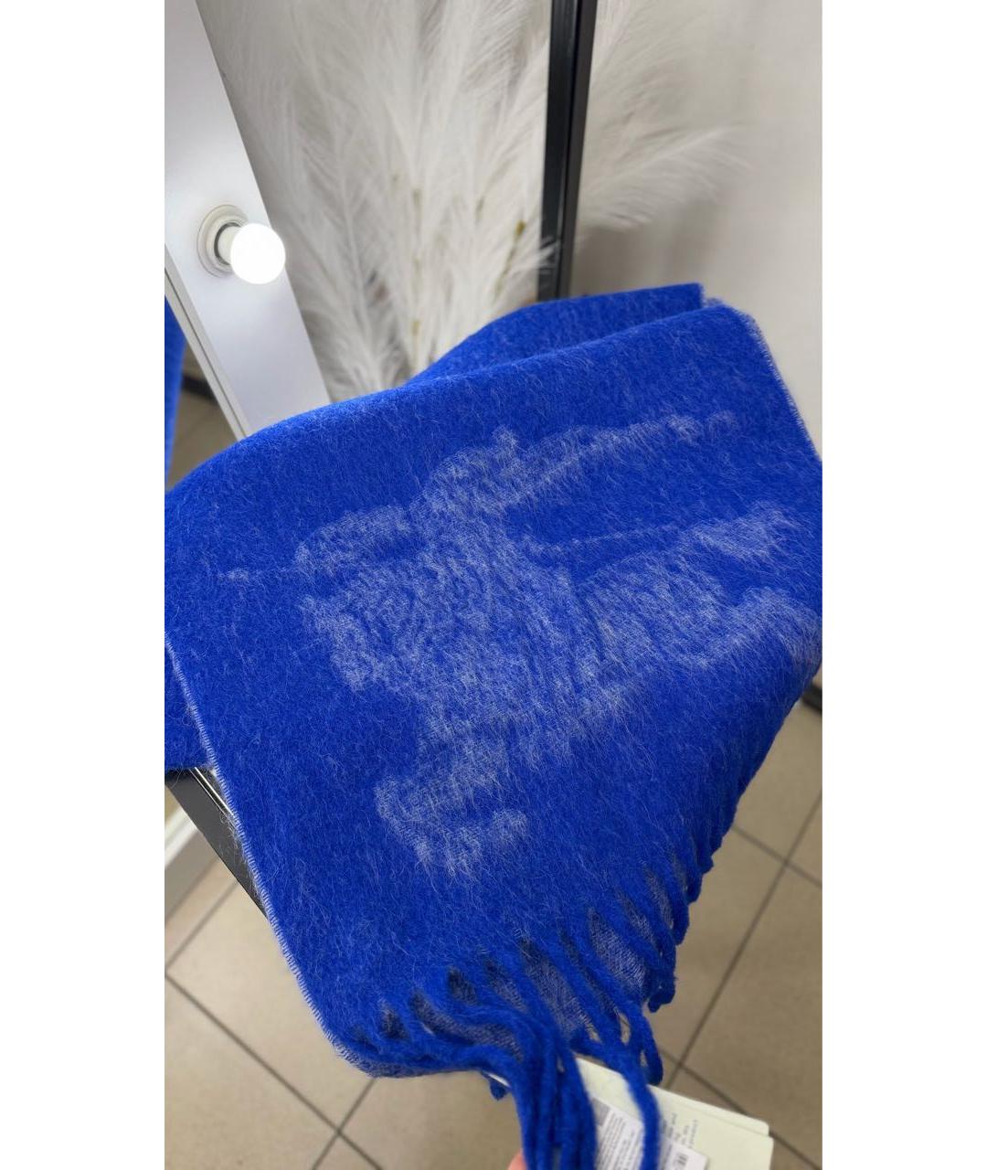 BURBERRY Синий шерстяной шарф, фото 3