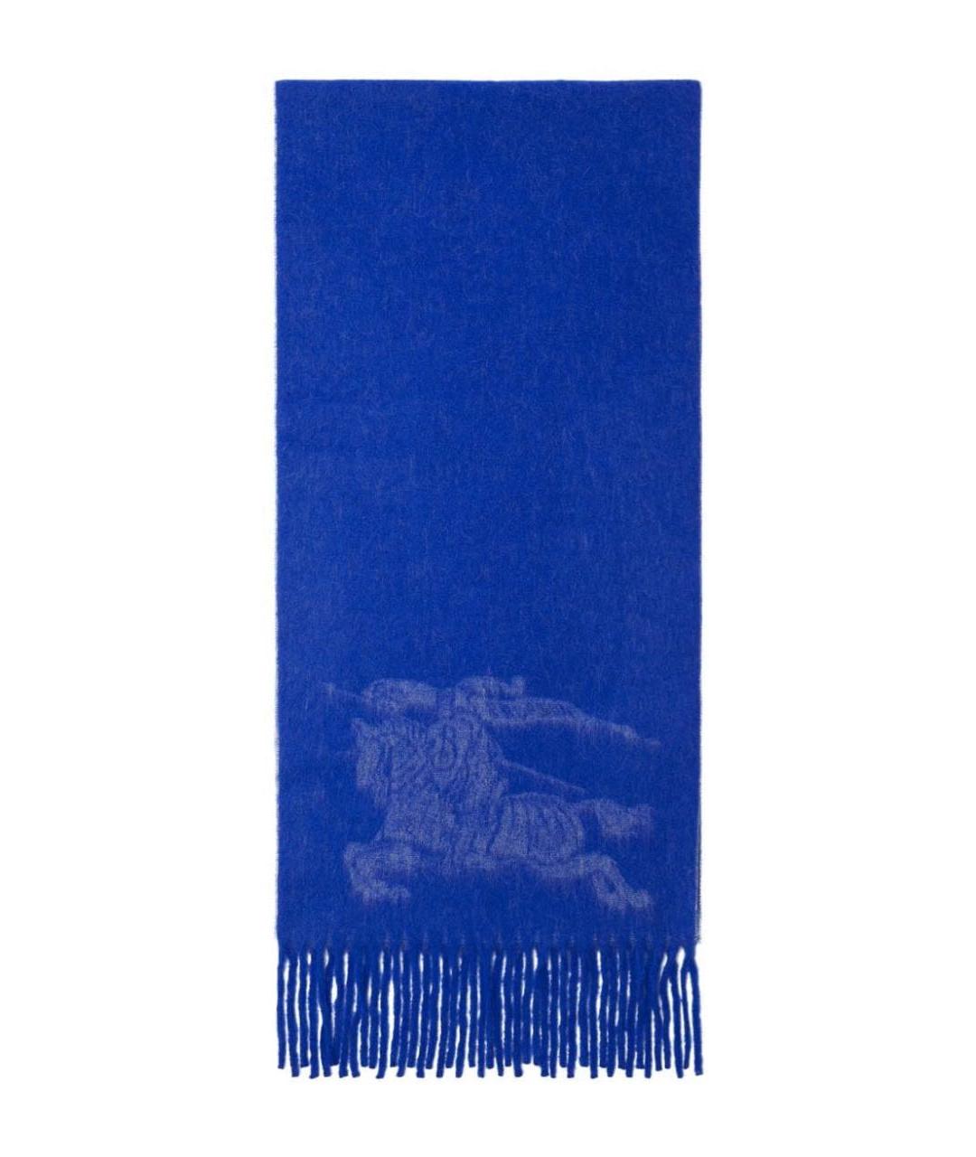 BURBERRY Синий шерстяной шарф, фото 1