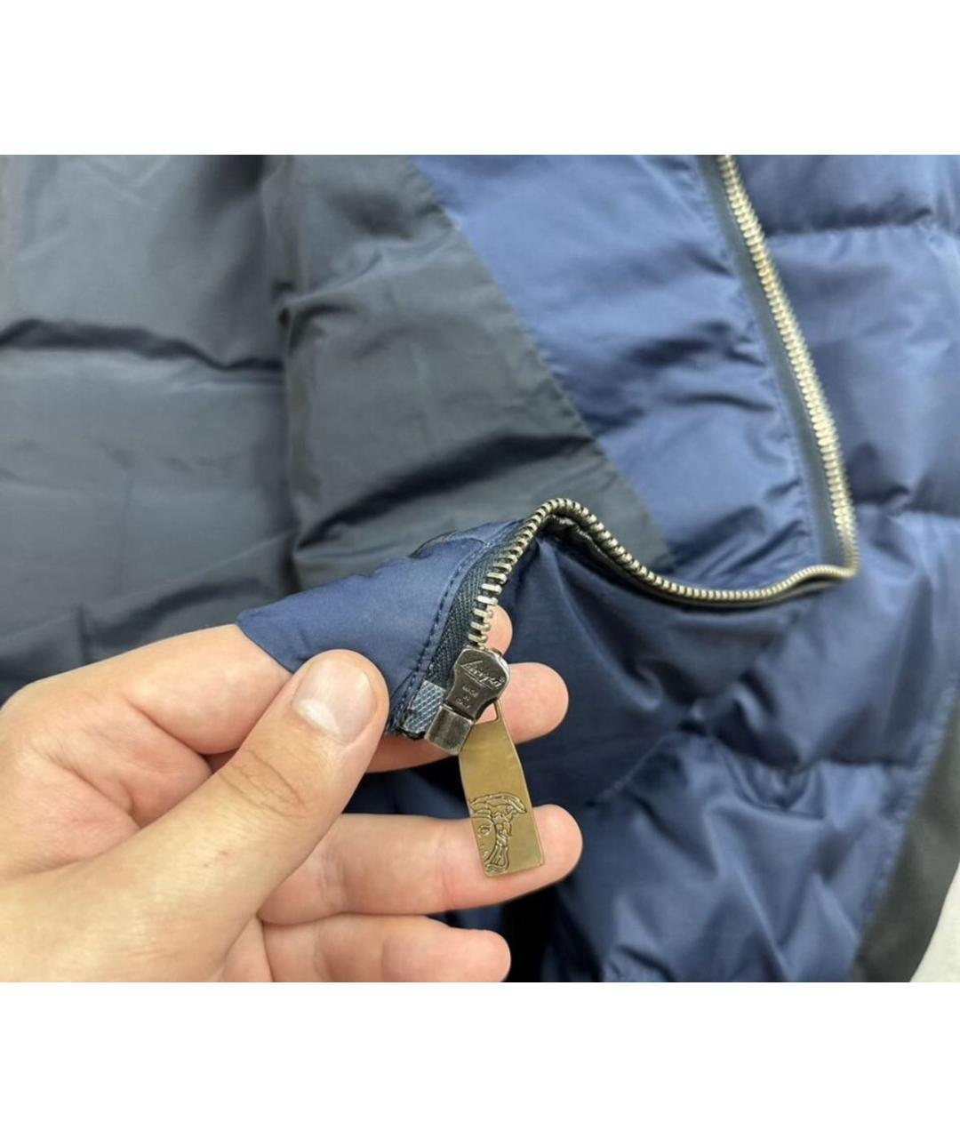 VERSACE COLLECTION Темно-синий полиэстеровый пуховик, фото 5