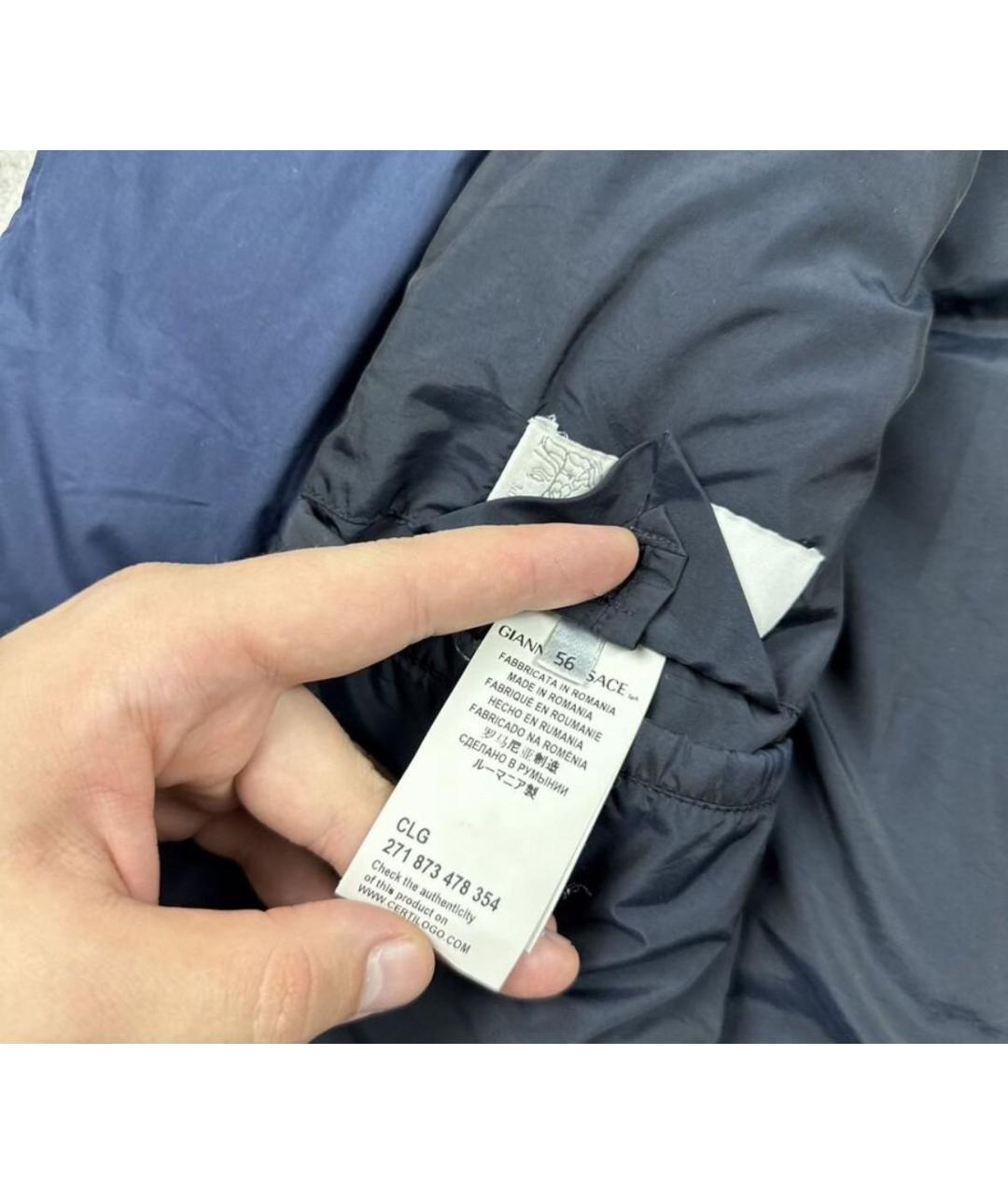 VERSACE COLLECTION Темно-синий полиэстеровый пуховик, фото 6