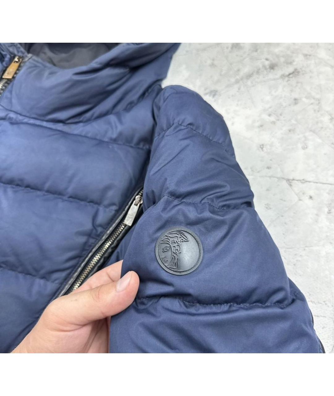 VERSACE COLLECTION Темно-синий полиэстеровый пуховик, фото 2