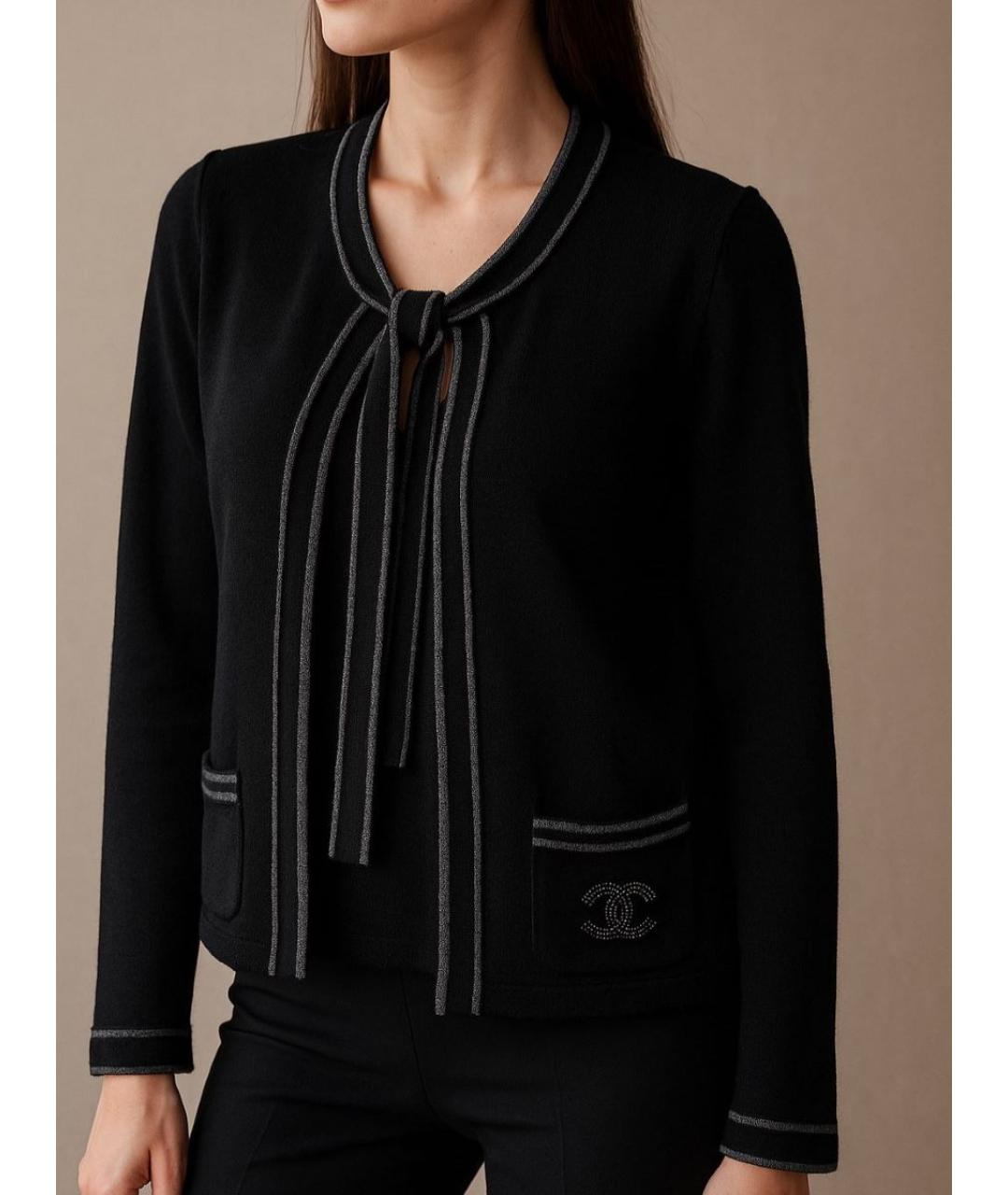 CHANEL Черный шерстяной кардиган, фото 7