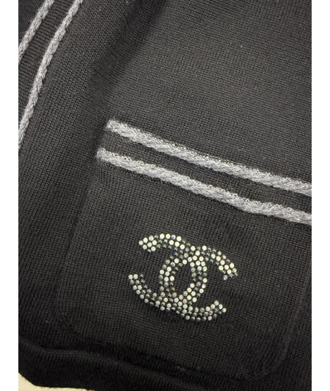 CHANEL Черный шерстяной кардиган, фото 6