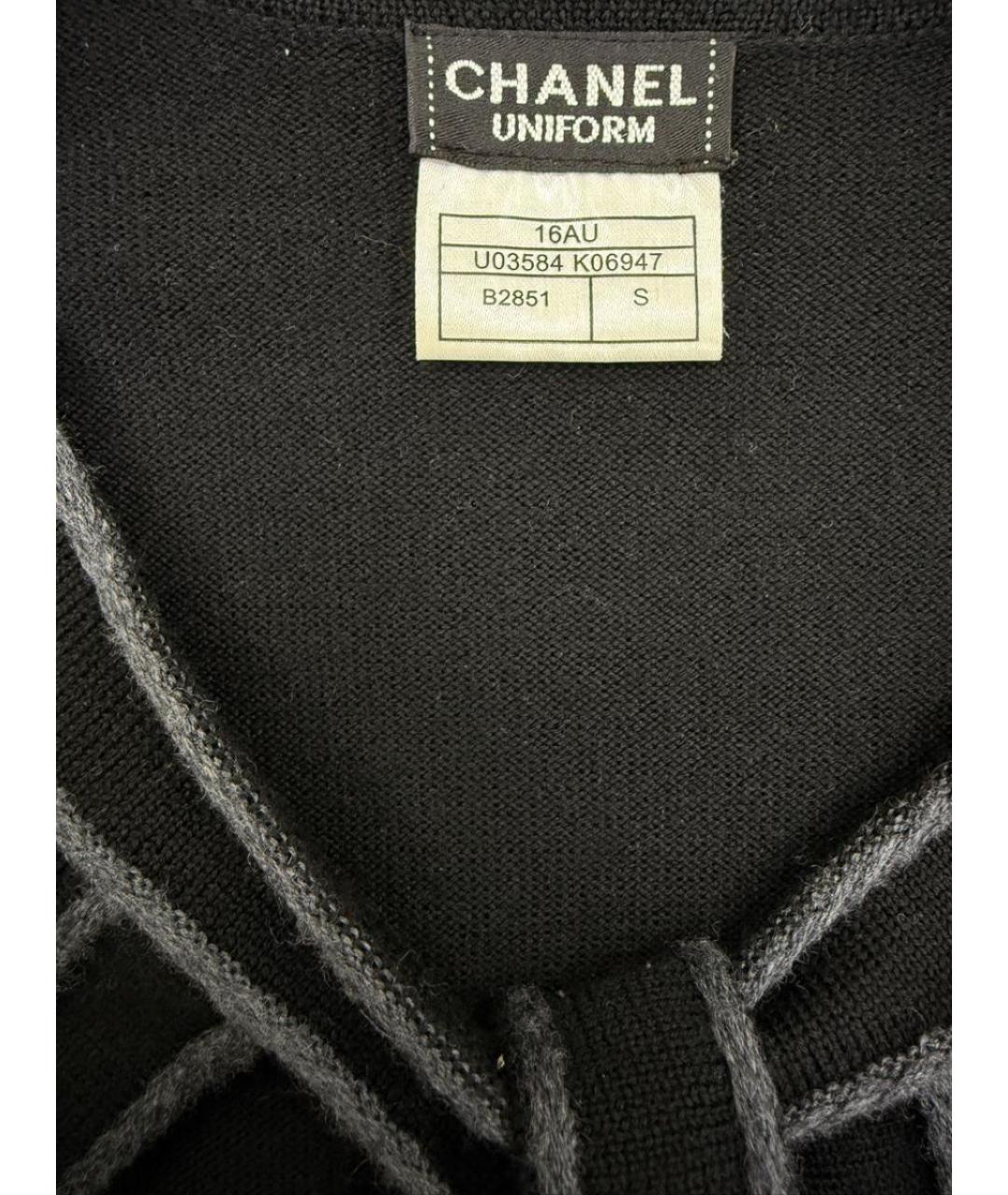 CHANEL Черный шерстяной кардиган, фото 3