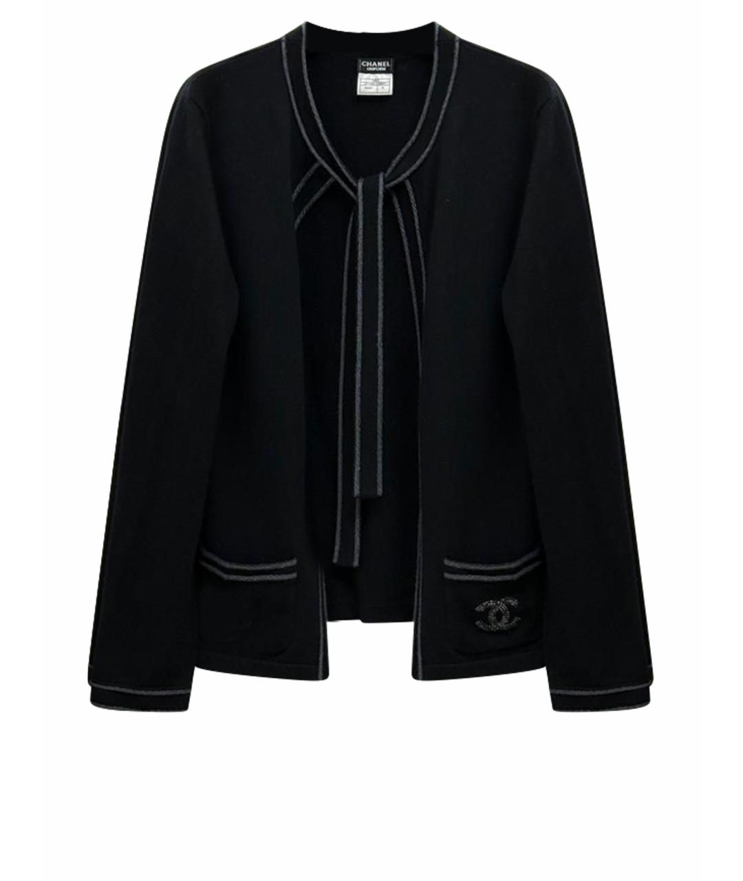 CHANEL Черный шерстяной кардиган, фото 1