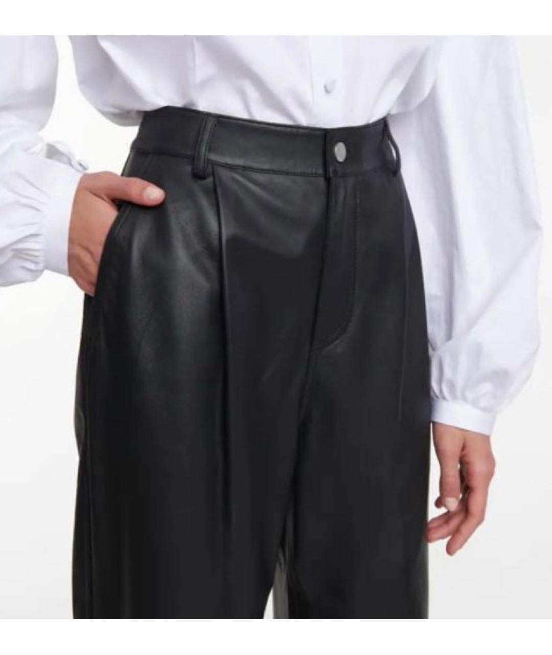 RED VALENTINO Черные кожаные прямые брюки, фото 2