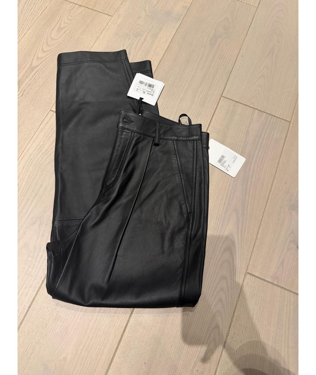 RED VALENTINO Черные кожаные прямые брюки, фото 4