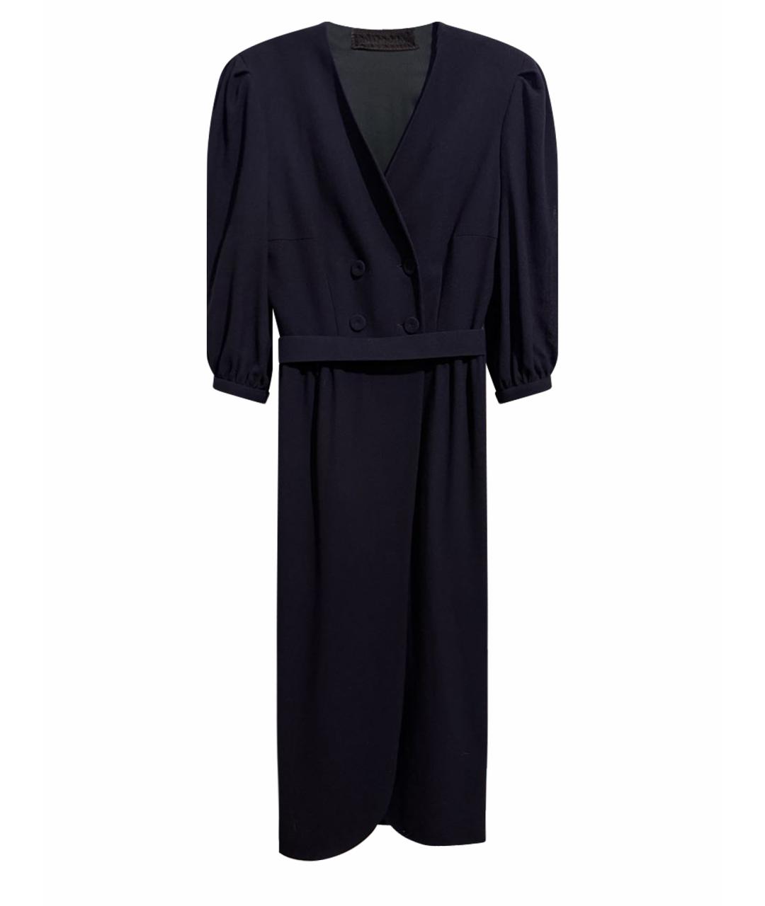 ULYANA SERGEENKO Темно-синее шерстяное платье, фото 1