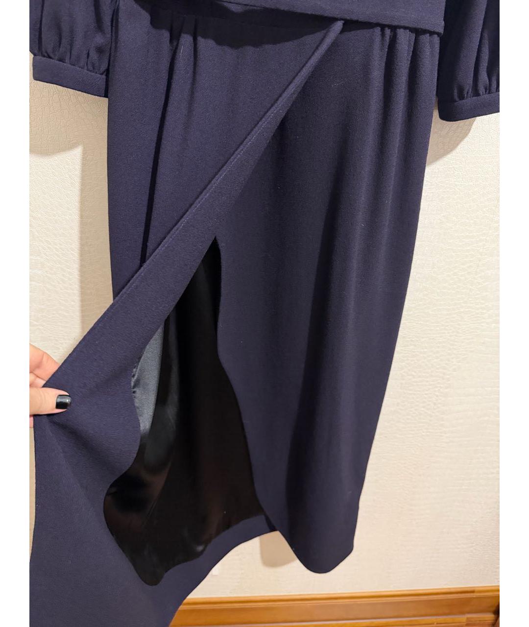 ULYANA SERGEENKO Темно-синее шерстяное платье, фото 4