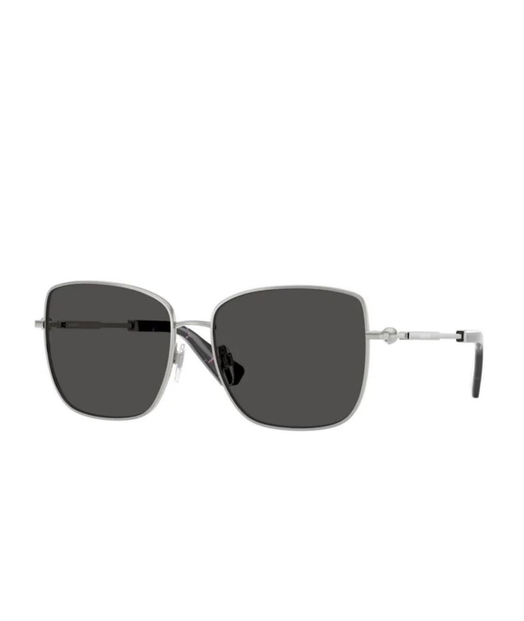 BURBERRY Серебряные металлические солнцезащитные очки, фото 1