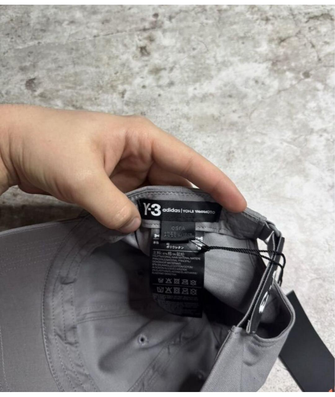 Y-3 Серая хлопковая кепка/бейсболка, фото 4